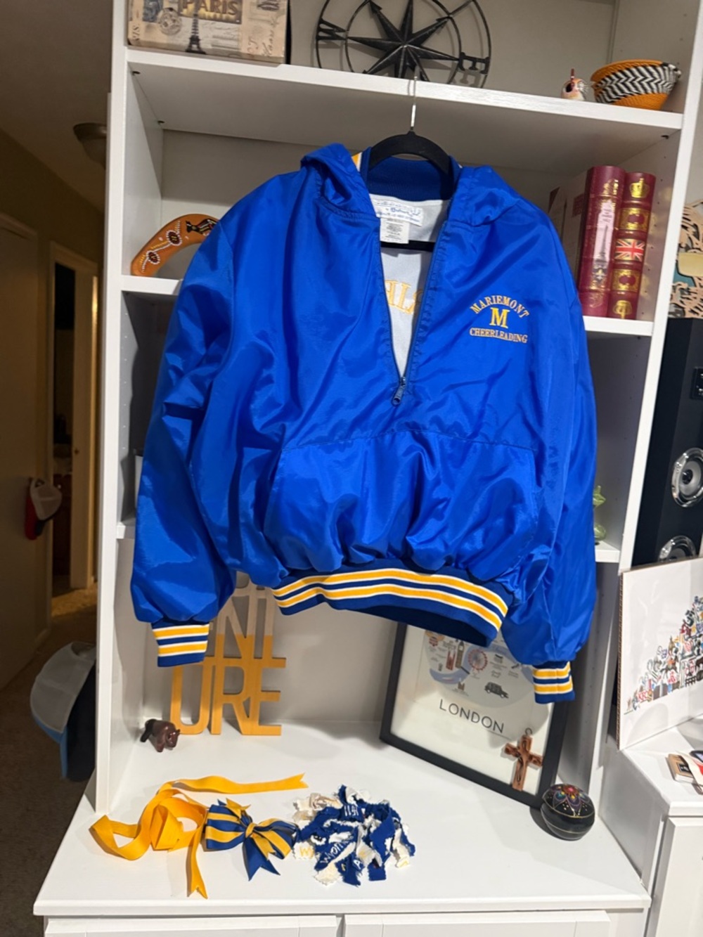90s Mariemont Ohio Cheerleading Blue Windbreaker Jacket